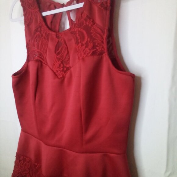 Three Pink Hearts Trixxi Dress Women XL Sleeveless Lace Detail Party Holiday Red - Picture 9 of 16